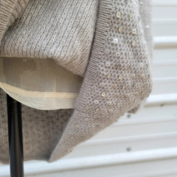 Marciano Cashmere Wool Rabit Sequin Gray Bubble Long Sleeve Sweater Dress XS - Picture 2 of 13